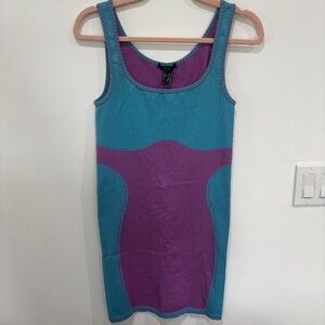 Forever 21 Turquoise & Purple Bodycon Dress • M